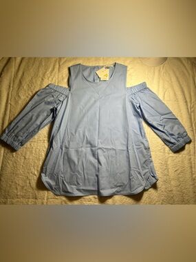 NWT Calvin Klein Light Blue Cold-Shoulder Women's Blouse